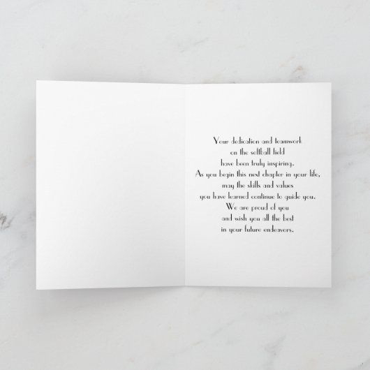 Carte Bleu Cap Graduation sur un softball Jaune (Intérieur)