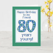 Carte Bleu chic, Vert, Blanc 80e anniversaire pour Ami (Fleur jaune)