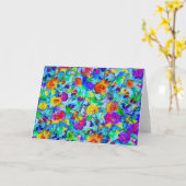 Carte Bleu clair floral (Fleur jaune)
