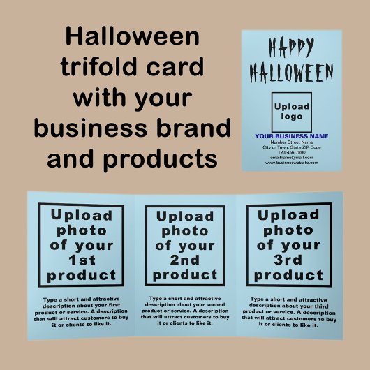 Carte Bleu clair Halloween d'affaires triples