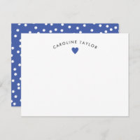 Carte Bleu Coeur & Points Sympa Fille Note