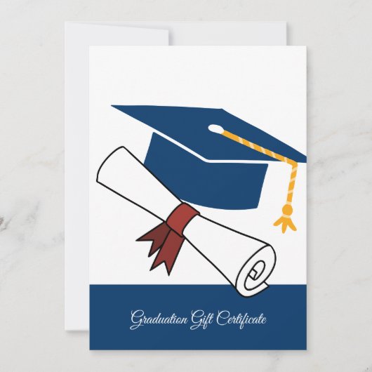 Carte Bleu commercial Certificat cadeau de diplôme blanc (Devant)