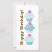 Carte Bleu Cupcake Anniversaire (Devant)