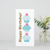 Carte Bleu Cupcake Anniversaire (Debout devant)