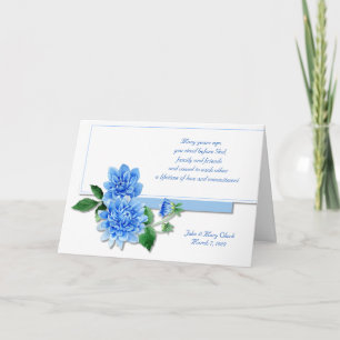 Carte Bleu Dahlia Anniversaire pour couple