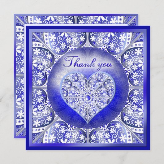 Carte Bleu de dentelle en céramique de Grèce (Devant / Derrière)