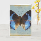 Carte Bleu de Papillon (Fleur jaune)