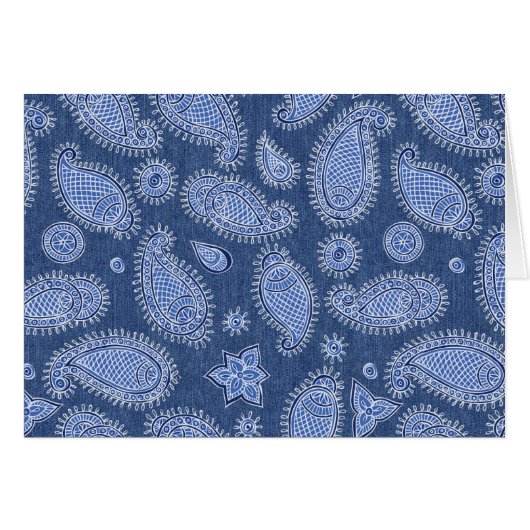 Carte Bleu Denim Paisley Blair Note (Devant Horizontal)
