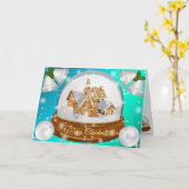 Carte Bleu doux hiver (Fleur jaune)