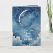 Carte Bleu doux Je t'aime sur la Lune N'importe quelle o (Devant)