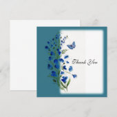 Carte Bleu élégant avec fleurs (Devant / Derrière)
