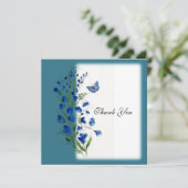 Carte Bleu élégant avec fleurs (Debout devant)