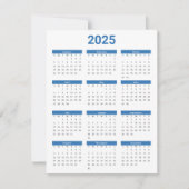 Carte Bleu et blanc 2025 Année à un coup d'oeil Calendri (Devant)