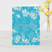 Carte Bleu et Blanc Floral Pensées pour toi (Fleur jaune)