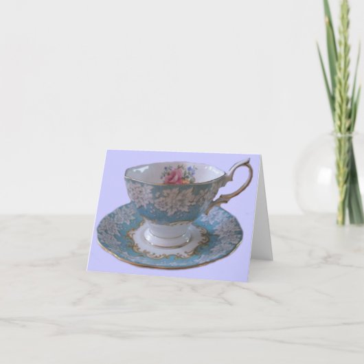 Carte Bleu et Blanc Tea Cup et Saucer Note (Devant)
