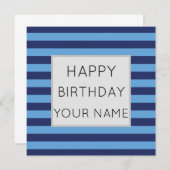 Carte Bleu Et Bleu Clair Défilé Joyeux Anniversaire (Devant / Derrière)
