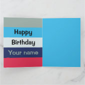 Carte Bleu Et Bourgogne Joyeux Anniversaire (Intérieur)