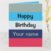 Carte Bleu Et Bourgogne Joyeux Anniversaire (Fleur jaune)