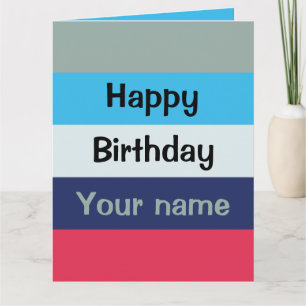 Carte Bleu Et Bourgogne Joyeux Anniversaire