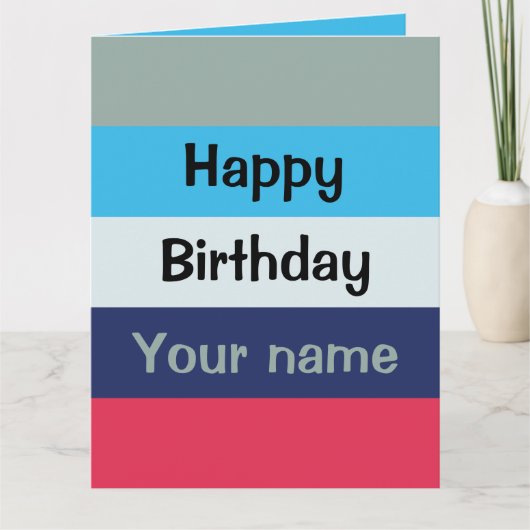 Carte Bleu Et Bourgogne Joyeux Anniversaire (Devant)