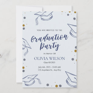 Carte Bleu et Gold Photo Graduation Party