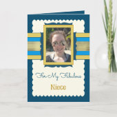 Carte Bleu et or ajouter photo nièce anniversaire (Devant)