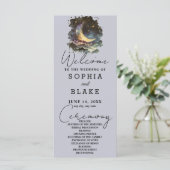 Carte Bleu et or Croissant Lune étoiles Nuages Mariage (Debout devant)