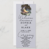 Carte Bleu et or Croissant Lune étoiles Nuages Mariage (Devant)