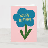 Carte Bleu et rose Fleur moderne mignonne Joyeux anniver (Devant)