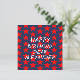 Carte Bleu Et Rouge Joyeux Anniversaire