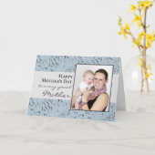 Carte Bleu Floral Photo Joyeuse Fête des mères (Fleur jaune)