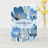 Carte Bleu Floral Tu me manques (Fleur jaune)