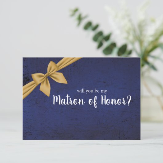 Carte Bleu foncé Bow or sera-tu mon chef d'honneur (Debout devant)