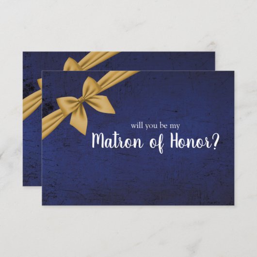 Carte Bleu foncé Bow or sera-tu mon chef d'honneur (Devant / Derrière)