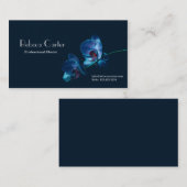 Carte bleu-foncé d'orchidée de fleuriste floral (Devant / Derrière)