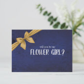 Carte Bleu foncé Ruban doré Accepterez-vous d'être ma De (Debout devant)