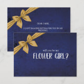 Carte Bleu foncé Ruban doré Accepterez-vous d'être ma De (Devant / Derrière)