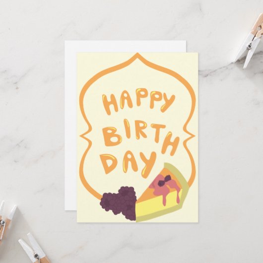 Carte Bleu Fromage Joyeux anniversaire (Devant/Arrière en situation)