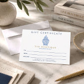 Carte Bleu Ginger Pottery Logo Certificat cadeau