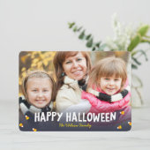 Carte Bleu Gradient Bonbon Corn Photo Halloween heureux (Debout devant)