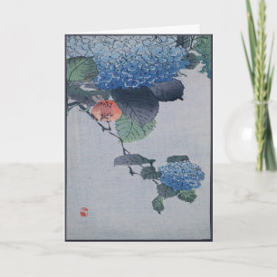 Carte Bleu Hydrangea Bois japonais avec verse