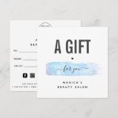 Carte Bleu Iridescente Brush Stroke Logo Beauty Maquilla (Devant / Derrière)