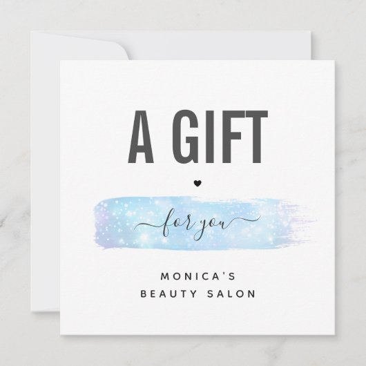 Carte Bleu Iridescente Brush Stroke Logo Beauty Maquilla (Devant)