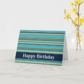 Carte Bleu Jaune Vert Tirures Joyeux Anniversaire (Fleur jaune)