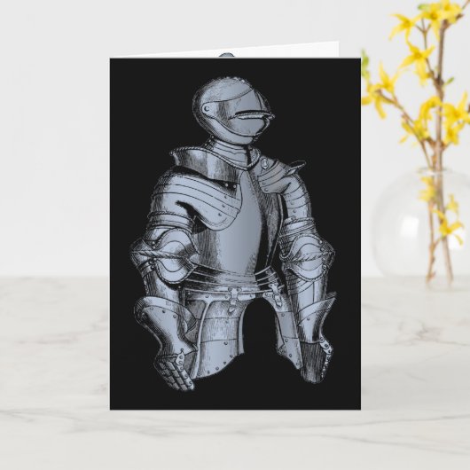 Carte Bleu Knight Greeting Card (Fleur jaune)