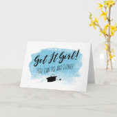 Carte Bleu Léger Obtenez Fille! Diplôme (Fleur jaune)