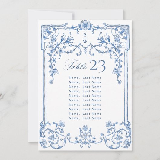 Carte Bleu Mariage Victorien Siège (Devant)