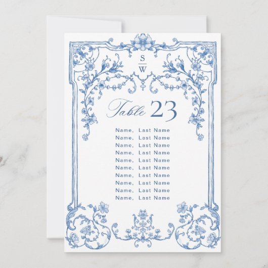 Carte Bleu Mariage Victorien Siège (Dos)