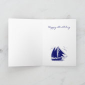 Carte Bleu marine nautique Joyeux anniversaire (Intérieur)