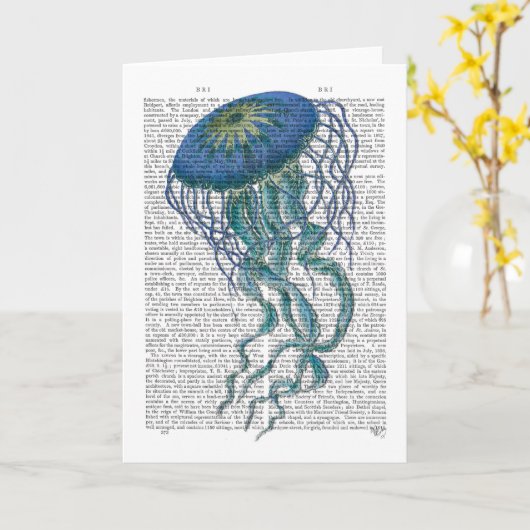 Carte Bleu méduse (Fleur jaune)